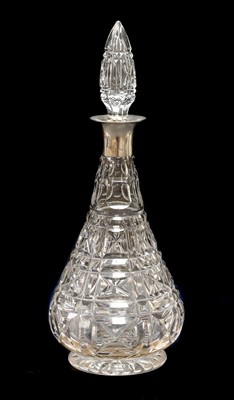 Lot 128 - A George V Silver-Mounted Cut-Glass Decanter,...