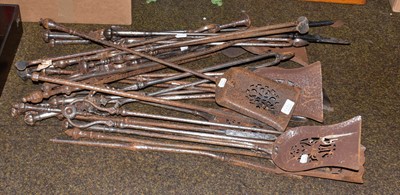 Lot 1471 - A quantity of assorted steel fire irons