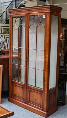 Lot 1398 - A reprodux walnut display cabinet with...