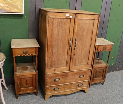 Lot 1417 - ~  A pair of late 19th century oak and marble...