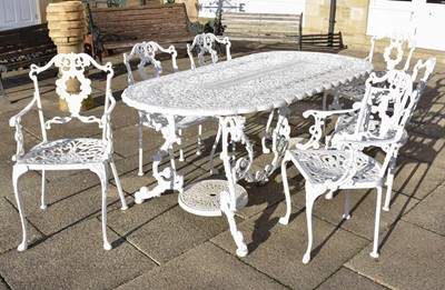 Lot 1338 - A white painted aluminium six foot garden...