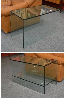 Lot 1013 - Two Modern Glass Side Tables, of rectangular form, one with undertier, unmarked, 76cm by 38cm, 46cm