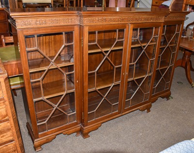 Lot 1468 - A mahogany breakfront cabinet with astragal...