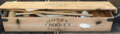 Lot 502 - A Jacques croquet set in pine case, comprising...