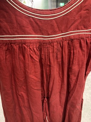 Lot 2028 - Late 19th Century Red Cotton Bathing Costumes,...