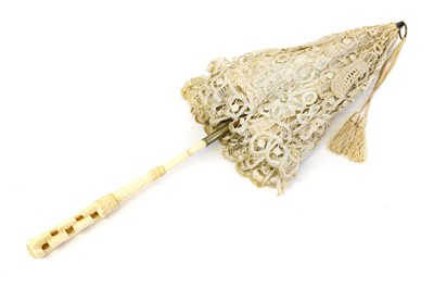 Lot 2226 - Early 20th Folding Parasol with Carved Bone...
