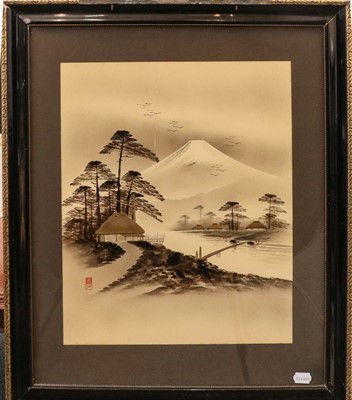 Lot 80 - A pair of Japanese river landscapes, one with...