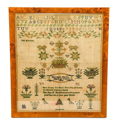 Lot 2171 - Alphabet and Pictorial Sampler Worked by...