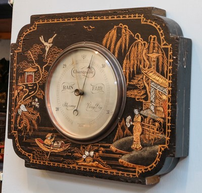 Lot 12 - An early 20th century chinoiserie barometer,...