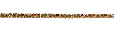 Lot 272 - A multi-gem set fancy link necklace, clasp...