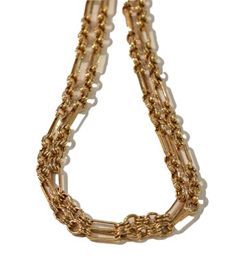 Lot 268 - A 9 carat gold fancy link chain, length 70cm