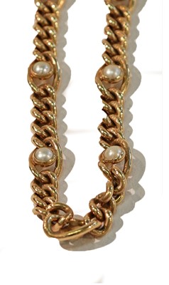 Lot 281 - A 9 carat gold split pearl bracelet, length 19....