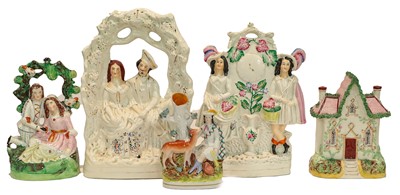 Lot 193 - Five various 19th century Staffordshire figure...
