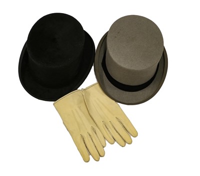Lot 2239 - Harrods Black Fine Fur Felt Top Hat, labelled...