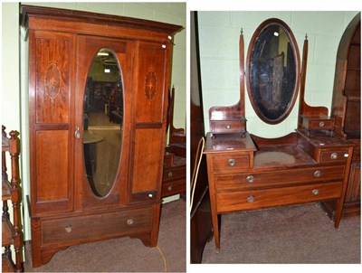 Lot 550 - Edwardian mahogany wardrobe and dressing table