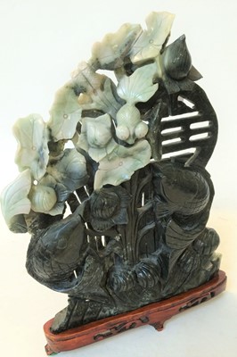 Lot 55 - Two large 20th century Chinese green hardstone...