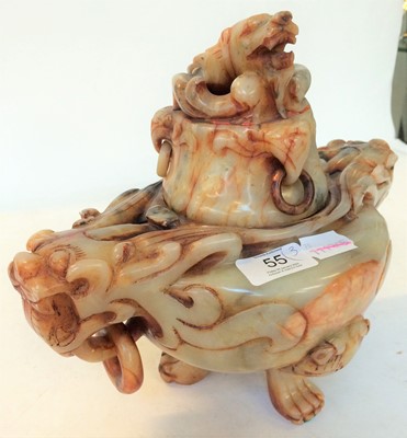 Lot 55 - Two large 20th century Chinese green hardstone...