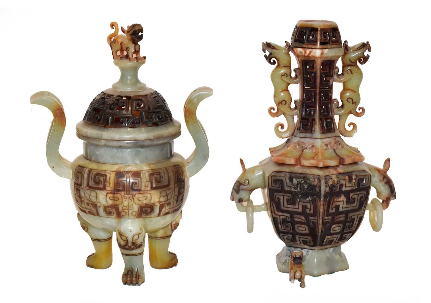 Lot 39 - Two large 20th century Chinese carved...