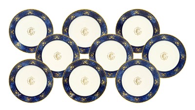 Lot 57 - ^  A Set of Nine Sèvres Porcelain Plates,...
