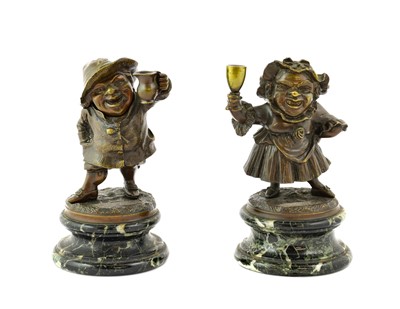 Lot 130 - ^ A Pair of French Bronze Figural Match...