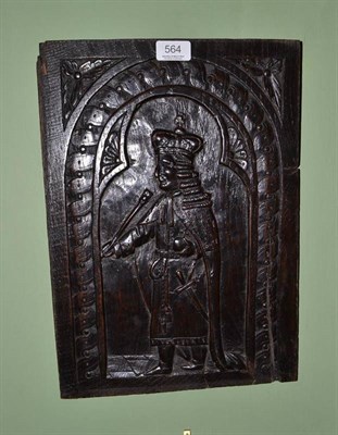 Lot 564 - Carved oak panel of William