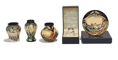 Lot 170 - Modern Moorcroft pottery: two miniature vases,...