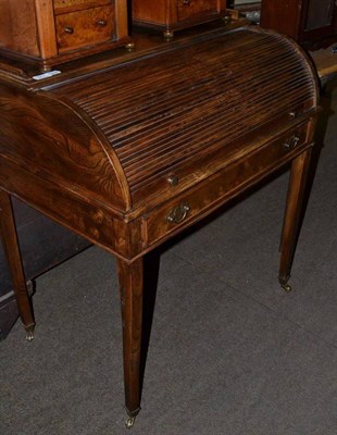 Lot 571 - Small elm roll top desk