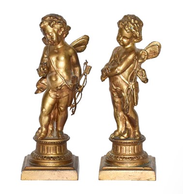Lot 140 - A pair of 19th century gilt metal putto's