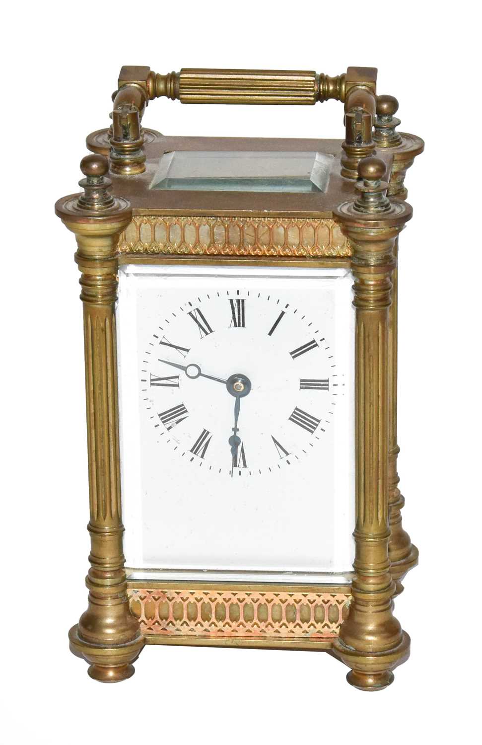 Lot 138 - A brass carriage timepiece circa 1900, the...