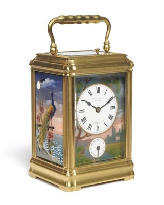 Lot 1019 - A Gilt Brass and Enamel Striking and Repeating Carriage Clock with Alarm, signed Henry Capt,...