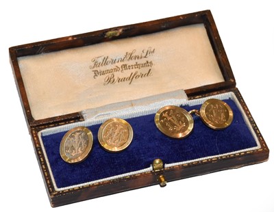 Lot 181 - A pair of 9 carat gold cufflinks, with monogram