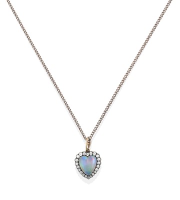 Lot 2073 - A Victorian Opal and Diamond Pendant on Chain