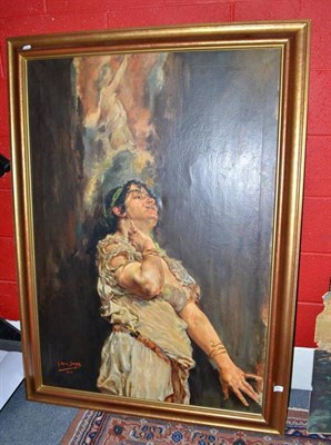 Lot 584 - J Perez Donaz, oil on canvas, Gypsy woman, signed and dated 1906