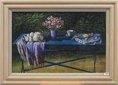 Lot 1088 - Colin Fraser (b.1956) "The Blue Table" Pastel,...