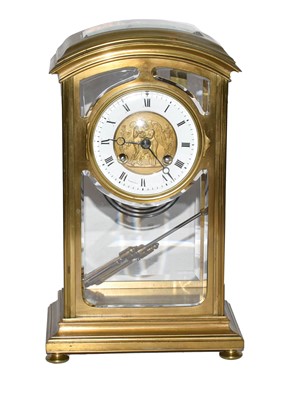 Lot 87 - A brass striking mantle clock circa 1900, the...