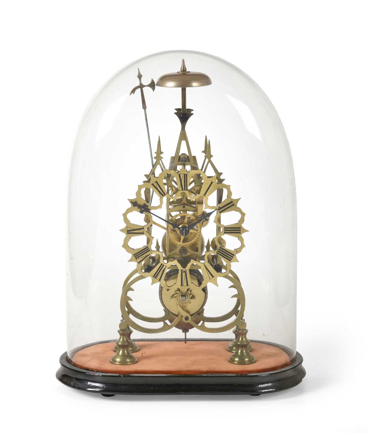 Lot 157 - A Brass Skeleton Mantel Timepiece with Passing...