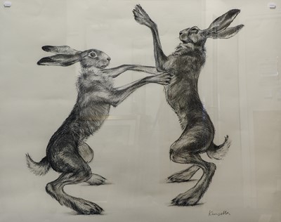 Lot 1099 - Lucy Kinsella (b.1960) Boxing Hares Signed,...