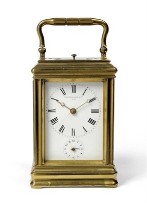 Lot 1021 - A Gilt Brass Striking and Repeating Carriage Clock with Alarm, retailed by Chas Frodsham & Co,...