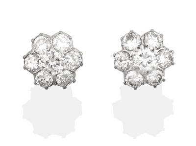 Lot 2064 - A Pair of Diamond Cluster Earrings