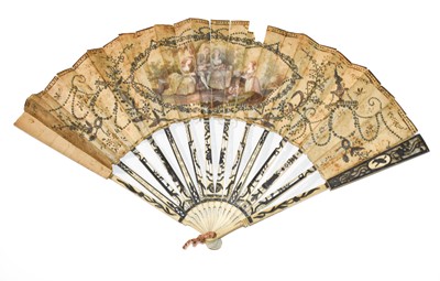 Lot 1001 - An 18th century ivory fan with silver inlaid...