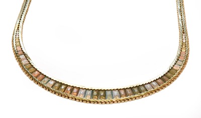 Lot 208 - A 9 carat tri-coloured gold necklace, length 41cm