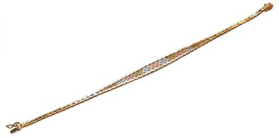 Lot 231 - A 9 carat tri-coloured gold bracelet, length...