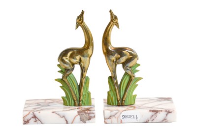 Lot 241 - A pair of French Art Deco spelter bookends,...