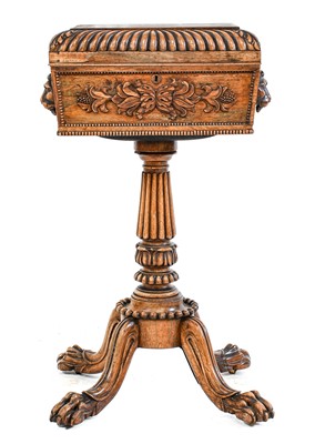Lot 282 - ~  A William IV Rosewood Sarcophagus Teapoy,...