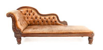 Lot 403 - ~  A William IV Carved Mahogany Chaise Longue,...