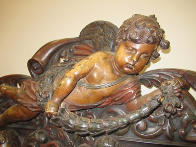 Lot 322 - ~ A Spanish Stained and Polychrome Painted Bed,...