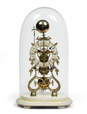 Lot 1024 - A Brass Skeleton Mantel Timepiece with Passing Strike, circa 1880, single fusee movement with...