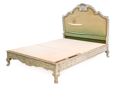 Lot 385 - ~  An Italian Silvered Double Bed, late...
