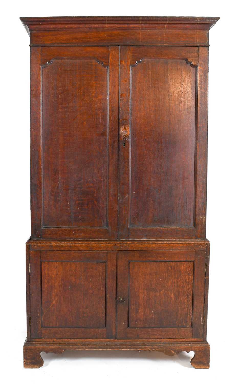Lot 244 - ~ A George III Oak Cupboard, late 18th century,...
