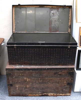 Lot 1318 - A Metal-Bound Trunk, with galvanised lining to...